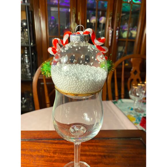 Snowman Head Christmas Ornament 3 inch Clear Ball w foam snow inside & earmuffs - Picture 10 of 15